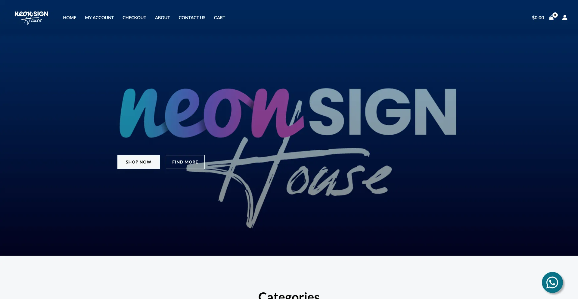 Website screenshot of Neonsignhouse.com