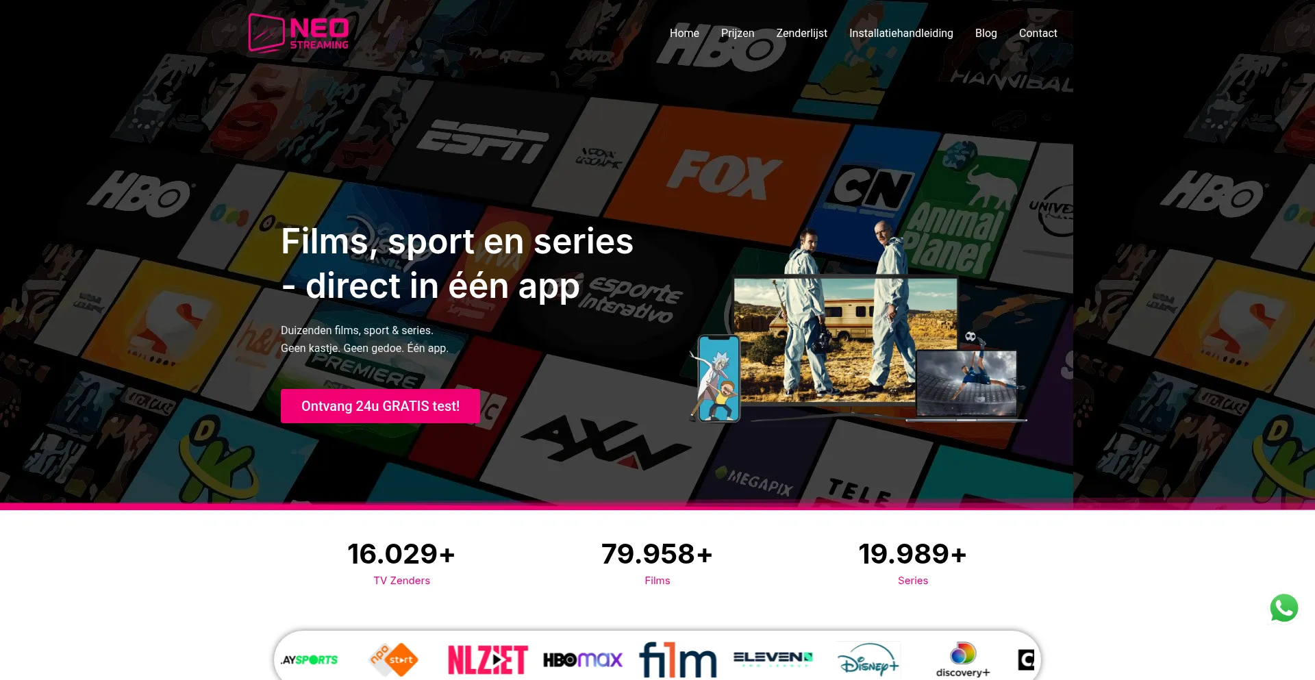 Website screenshot of Neostreaming.nl