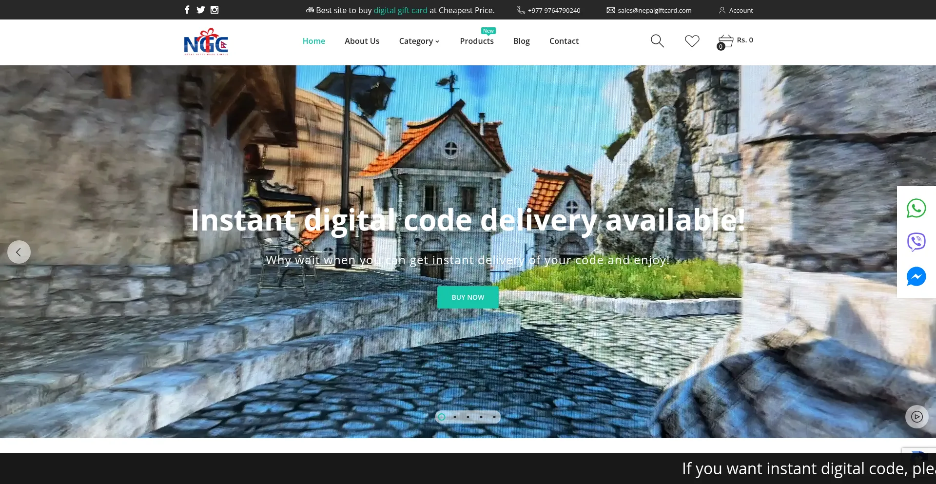 Website screenshot of Nepalgiftcard.com