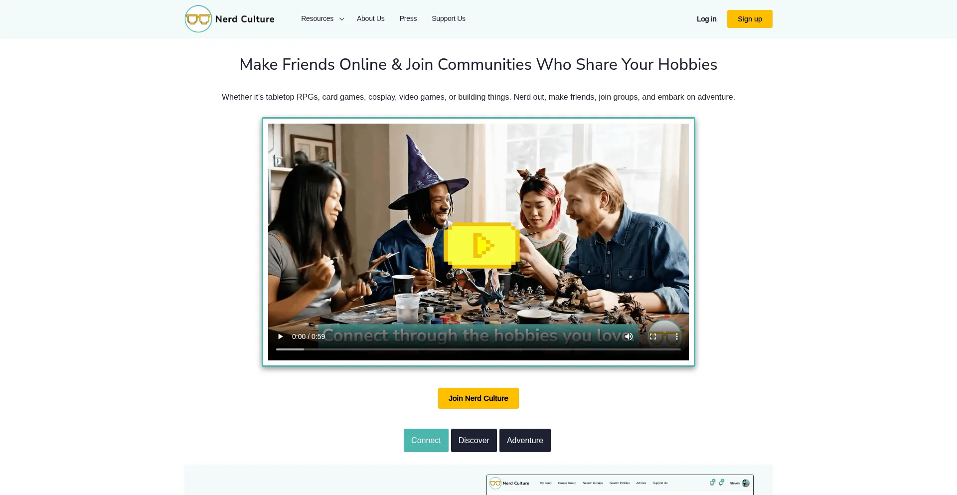 Website screenshot of Nerdculture.com