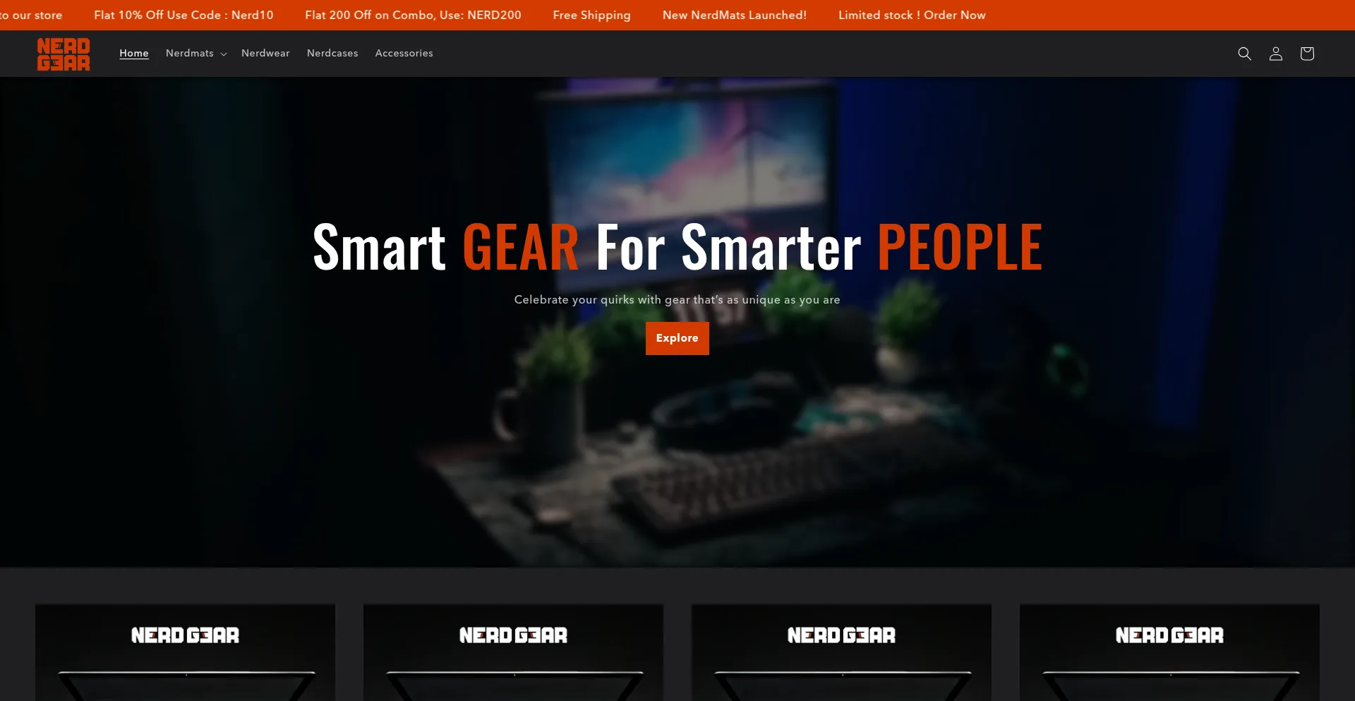 Website screenshot of Nerdgear.in