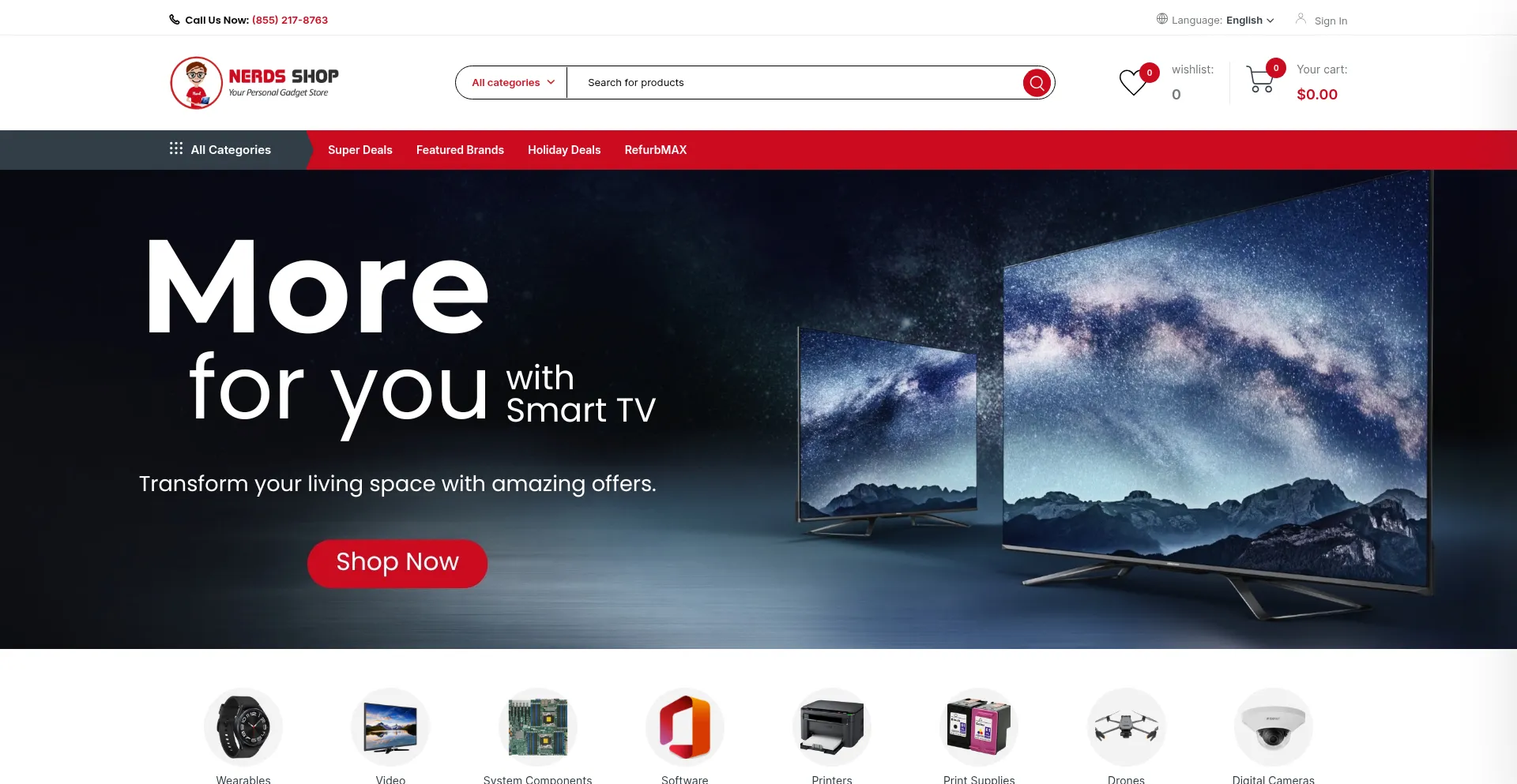 Website screenshot of Nerdsshop.us