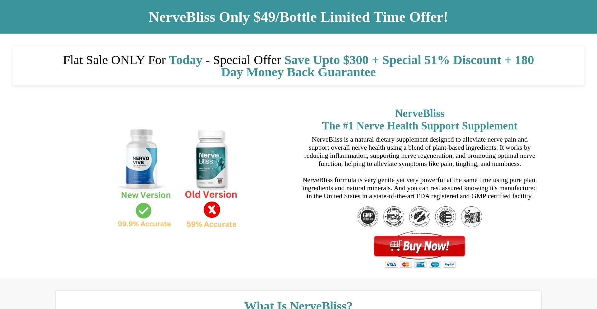 Website screenshot of Nervebliss.us