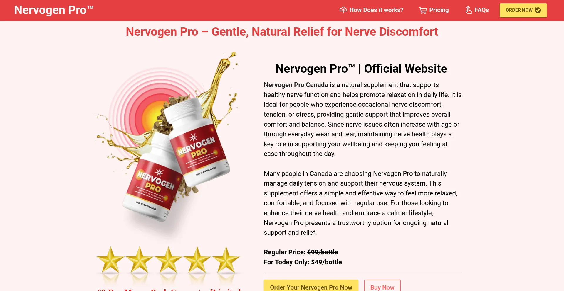 Website screenshot of Nervogenpro.ca