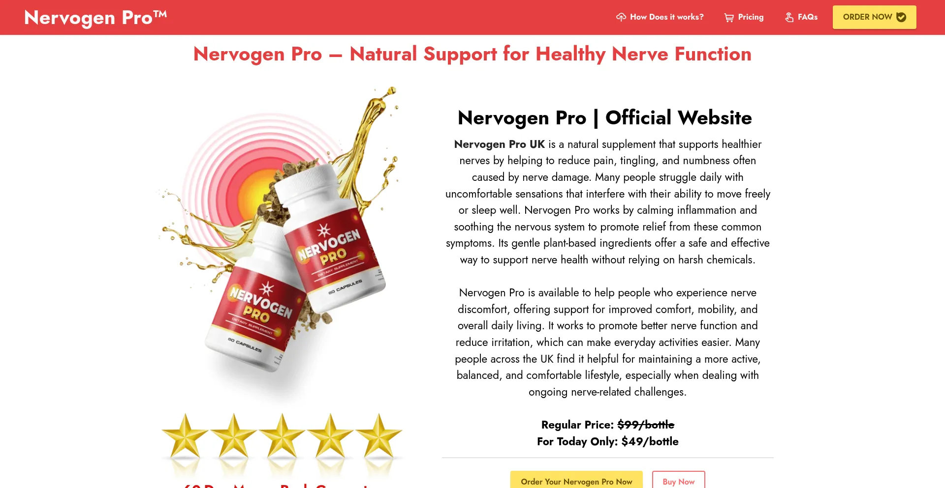 Website screenshot of Nervogenpro.co.uk