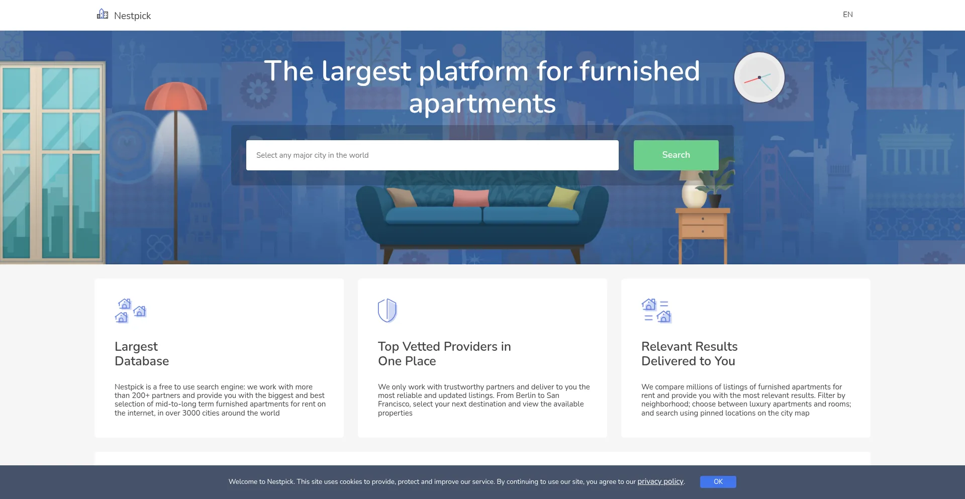 Website screenshot of Nestpick.com