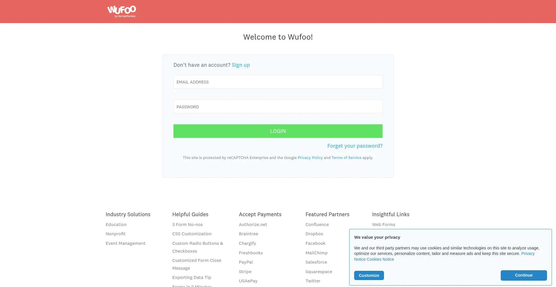 Website screenshot of Nestworks.wufoo.com