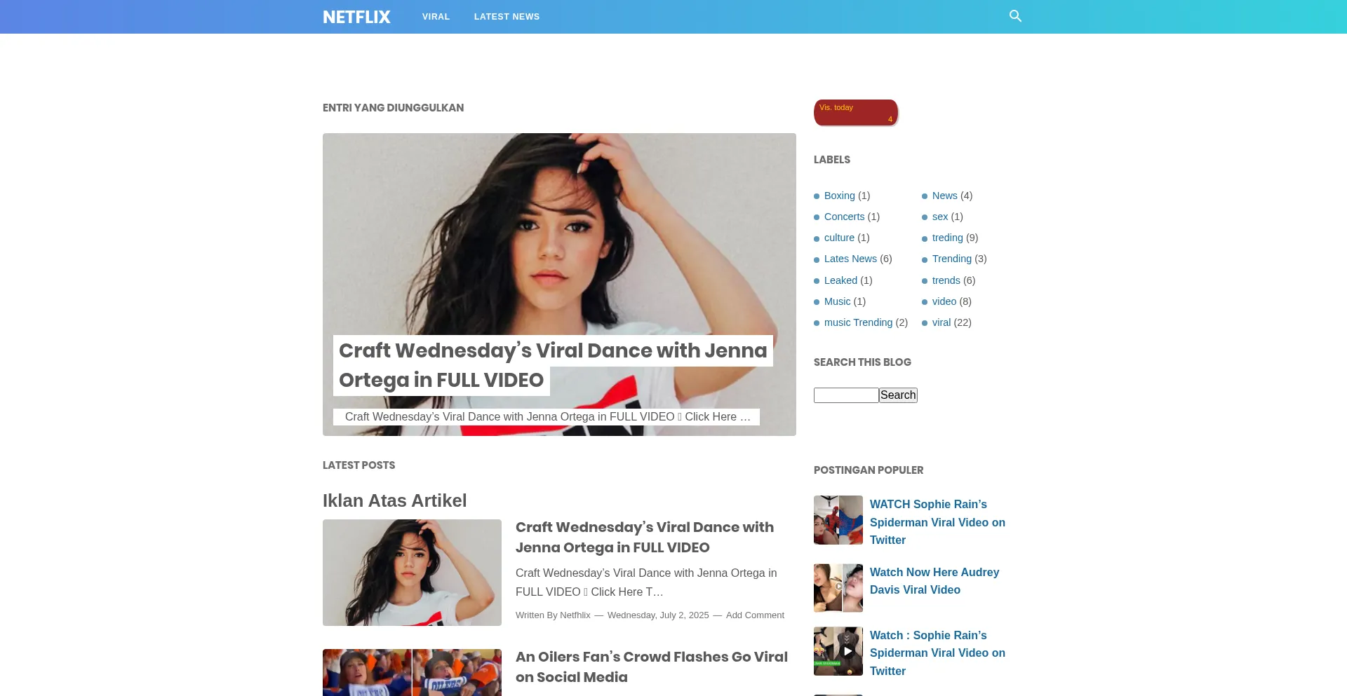 Website screenshot of Netfhlix.blogspot.com