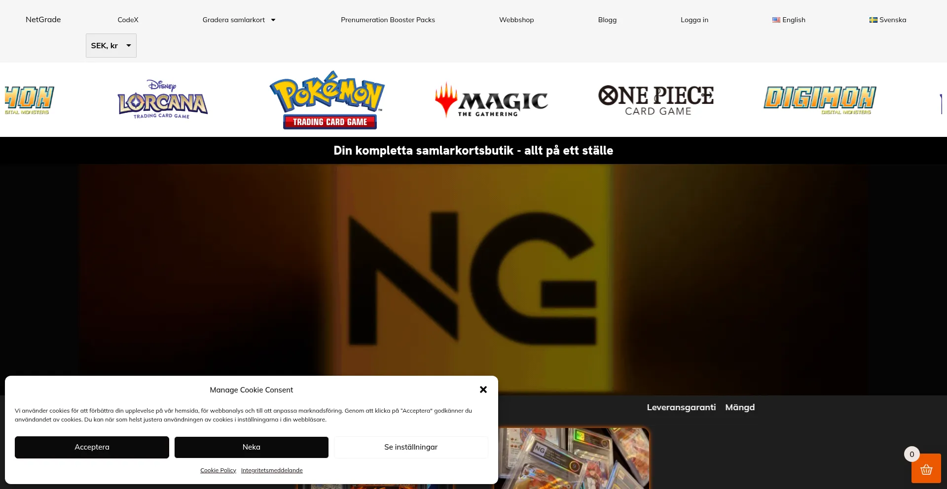 Website screenshot of Netgrade.se