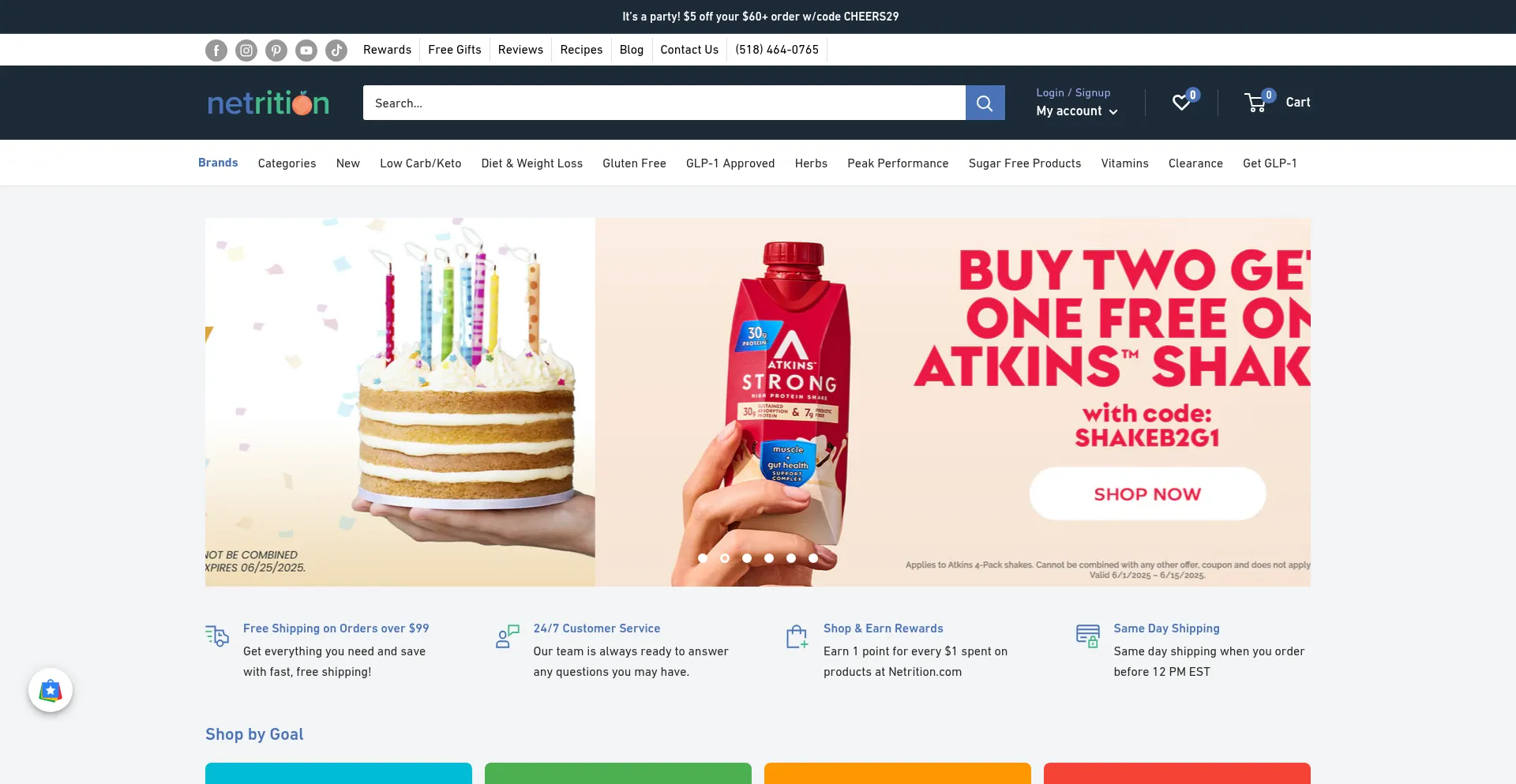 Website screenshot of Netrition.com