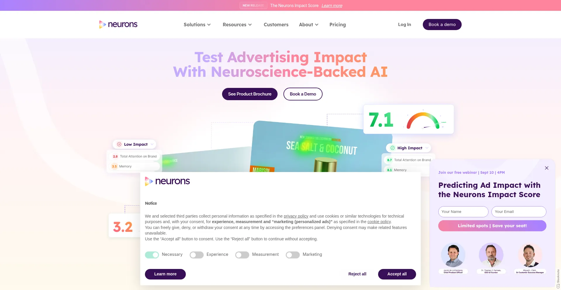 Website screenshot of Neuronsinc.com