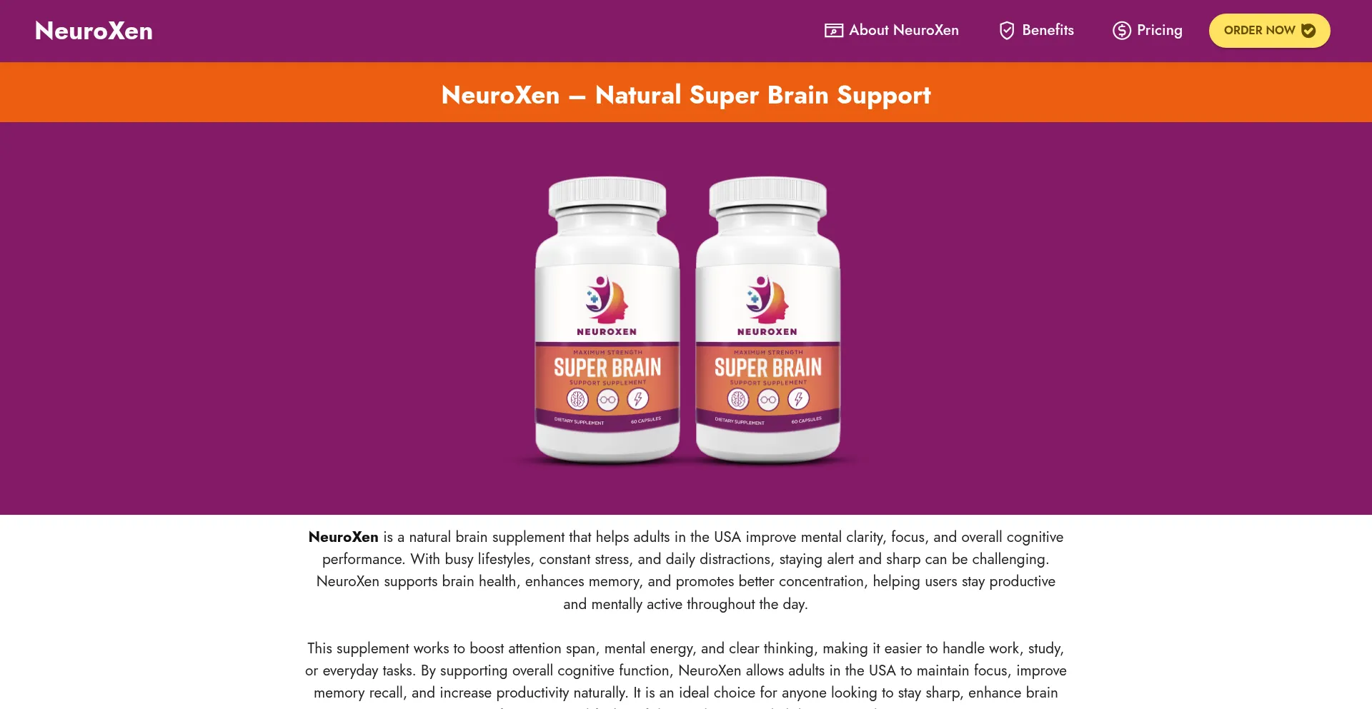 Website screenshot of Neuroxen-usa.com