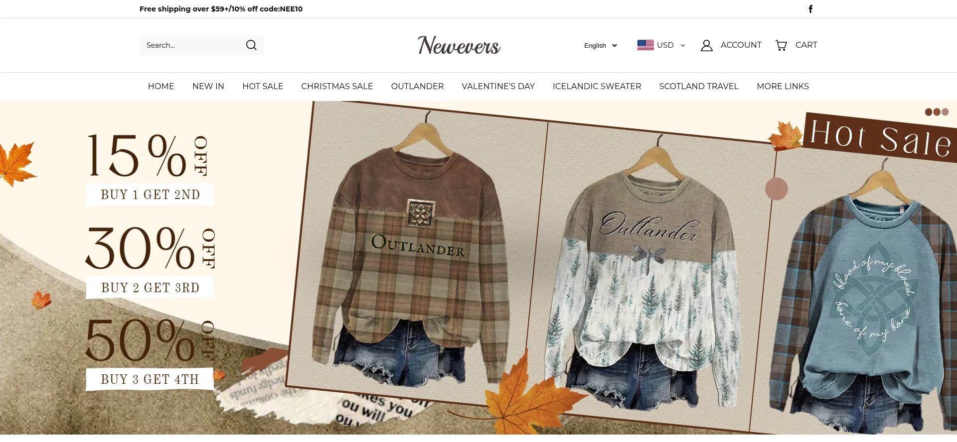 Website screenshot of Newevers.com
