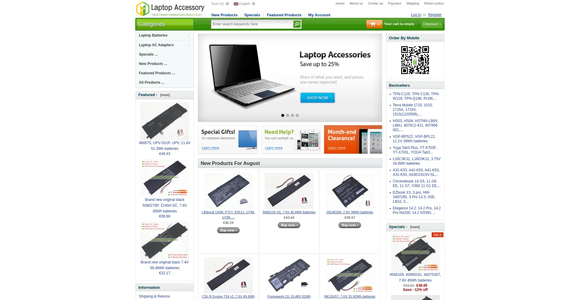 Website screenshot of Newlaptopaccessory.com