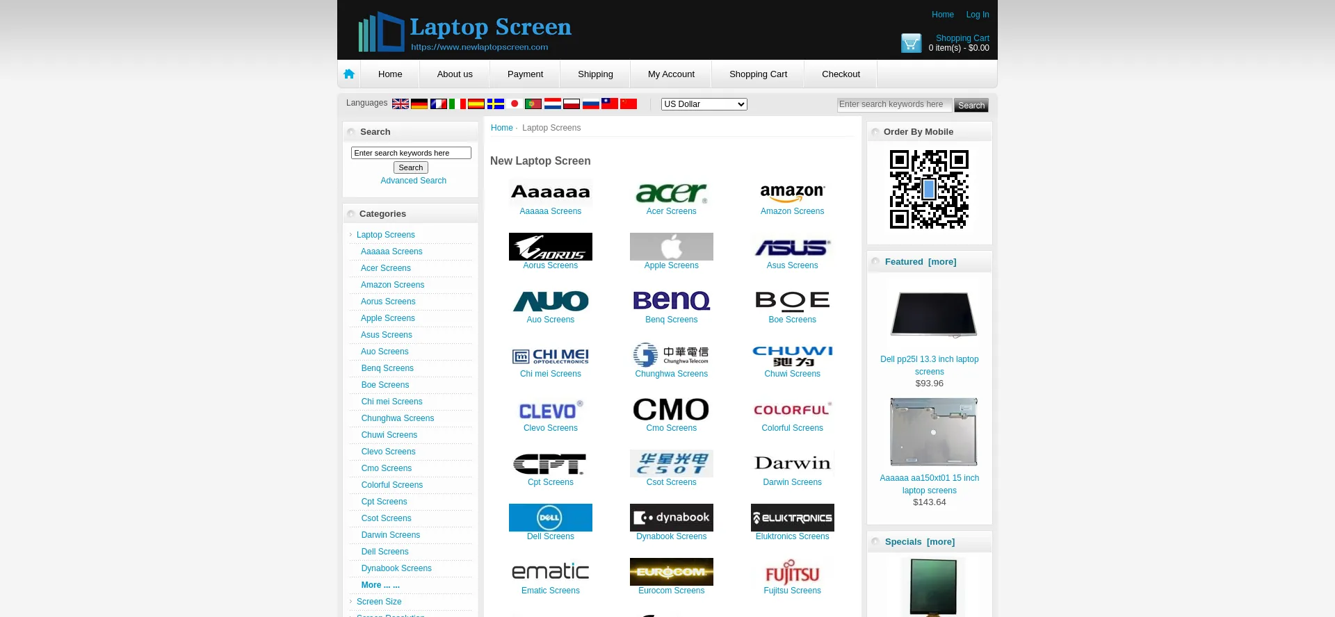Website screenshot of Newlaptopscreen.com