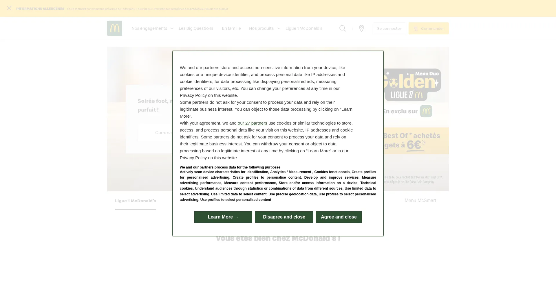 Website screenshot of News.mcdonalds.fr
