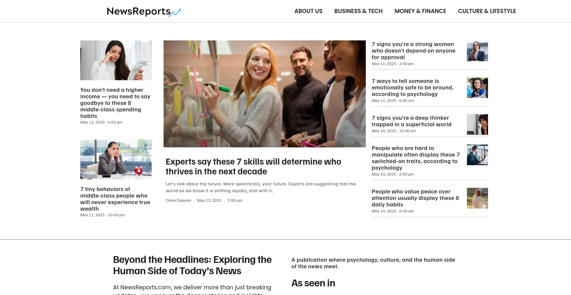 Website screenshot of Newsreports.com