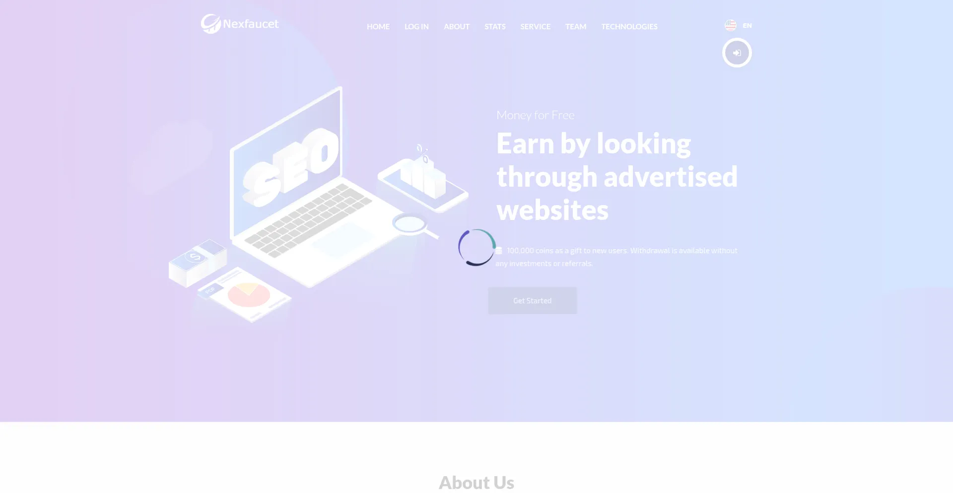 Website screenshot of Nexfaucet.com
