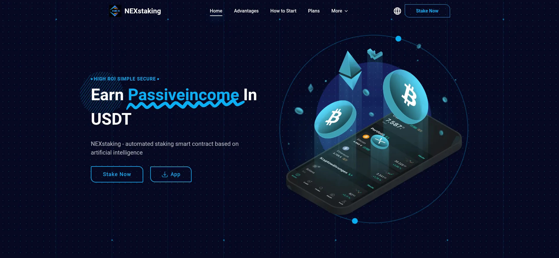 Website screenshot of Nexstaking.top