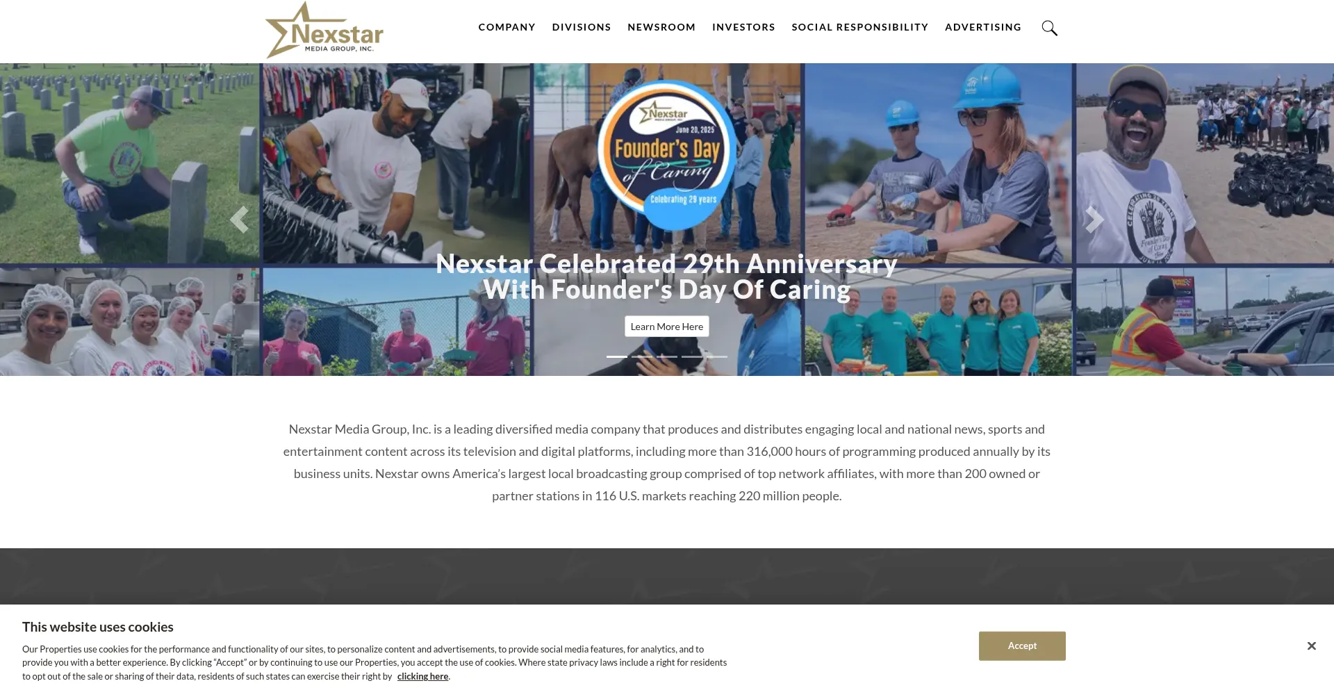 Website screenshot of Nexstar.tv