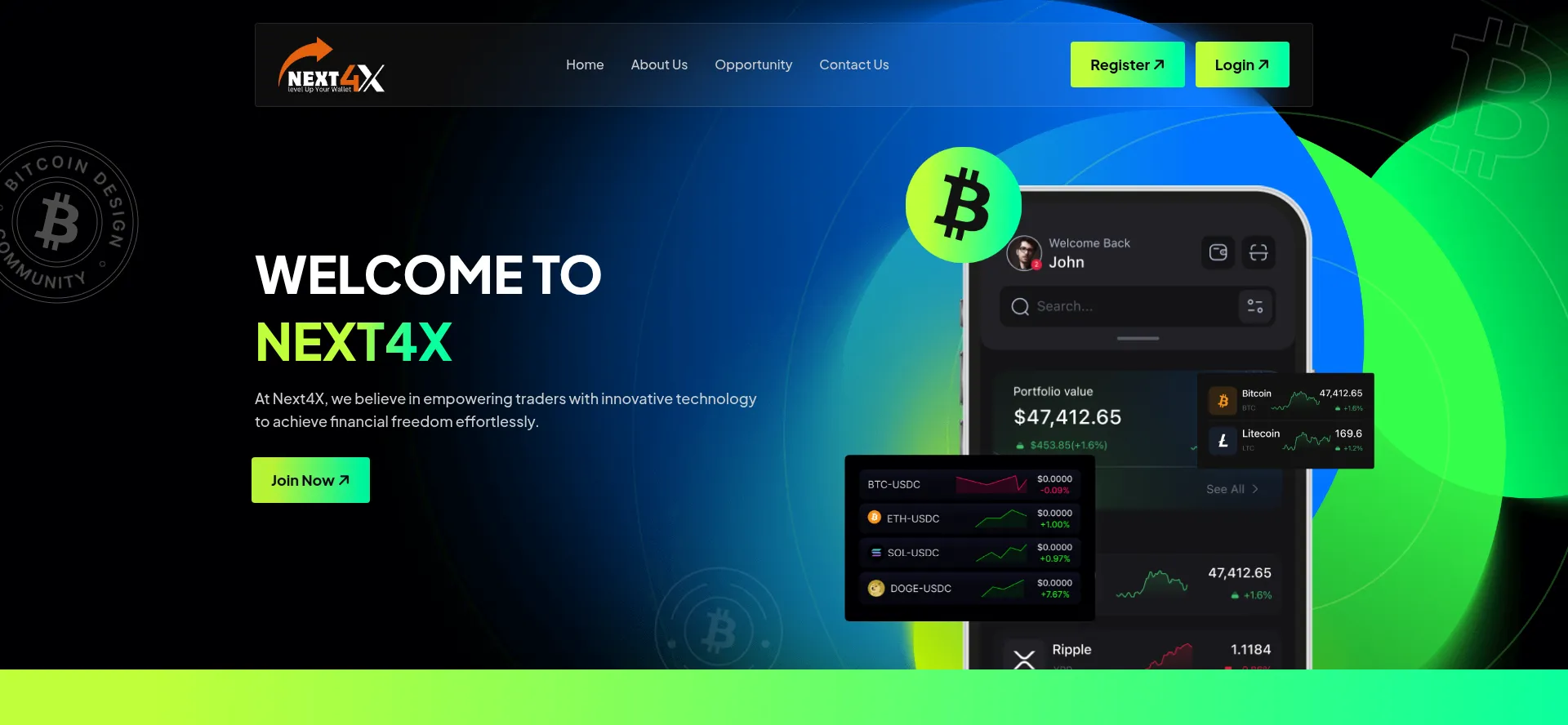 Website screenshot of Next4x.com
