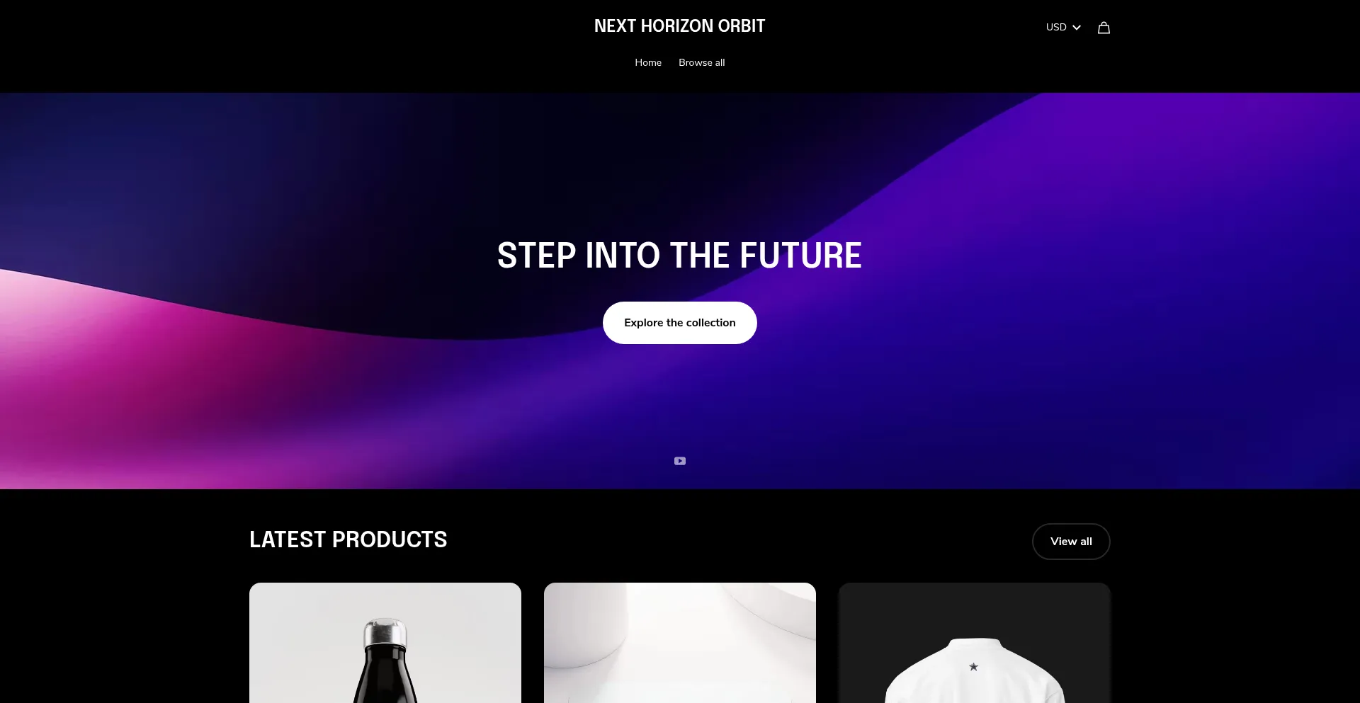 Website screenshot of Next-horizon-orbit-shop.fourthwall.com
