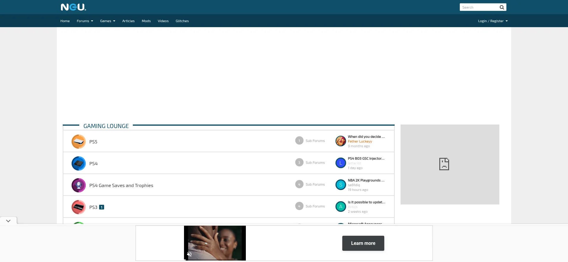 Website screenshot of Nextgenupdate.com