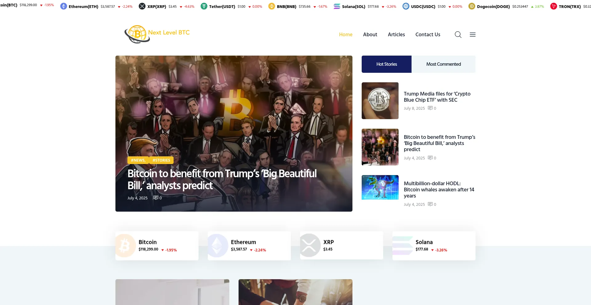 Website screenshot of Nextlevelbtc.com