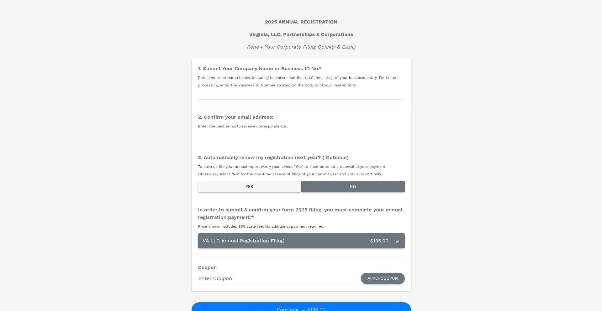 Website screenshot of Nextstepfilings.com