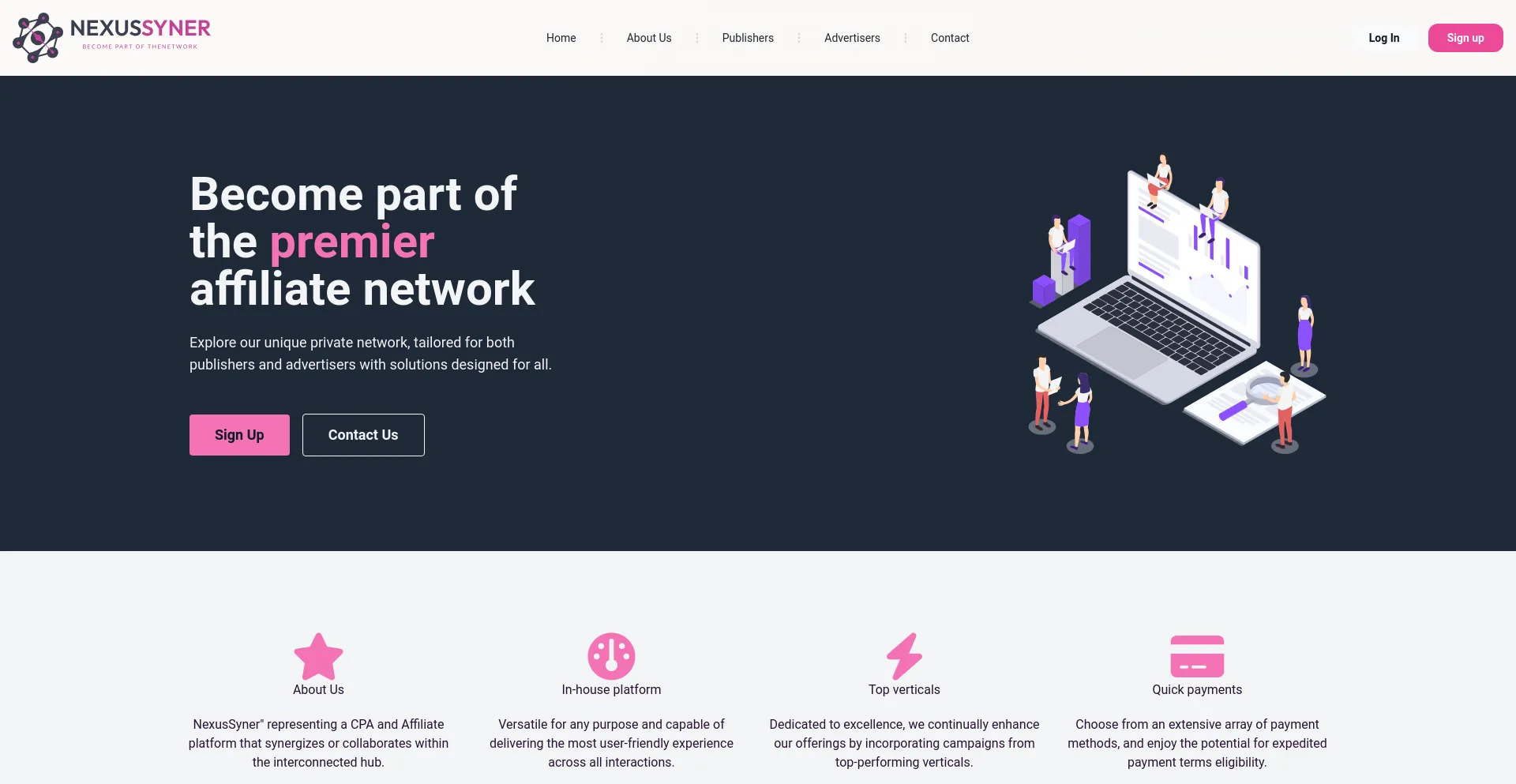 Website screenshot of Nexussyner.com