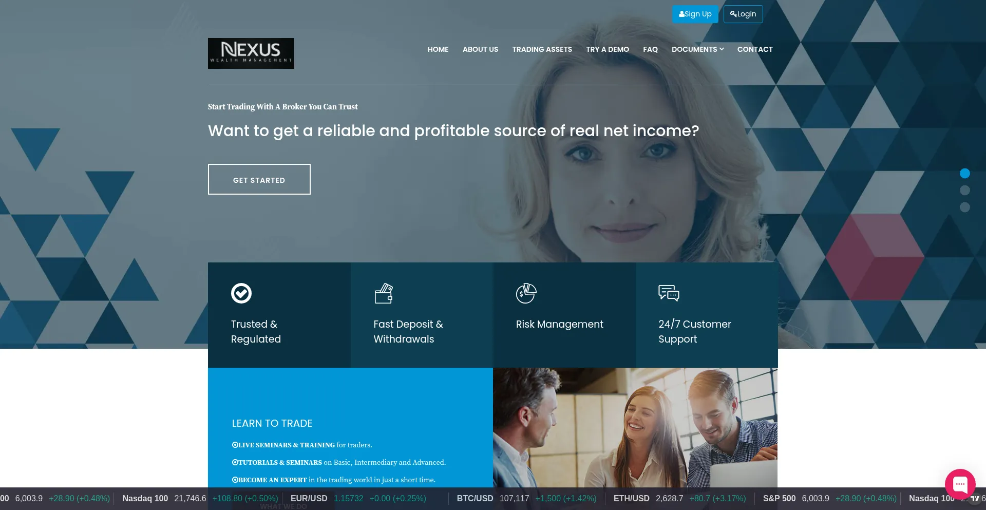 Website screenshot of Nexwealthmanagement.info