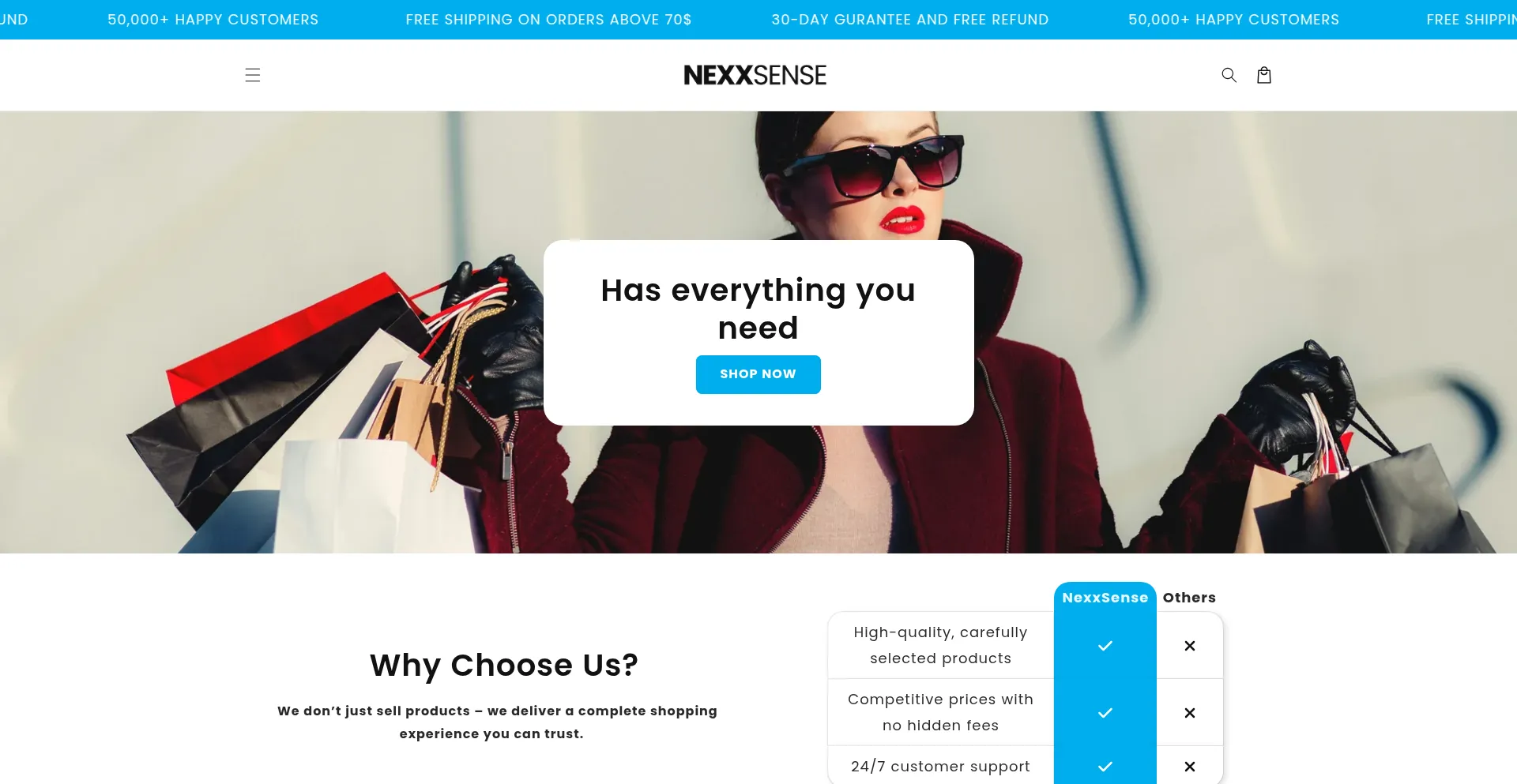 Website screenshot of Nexxsense.com