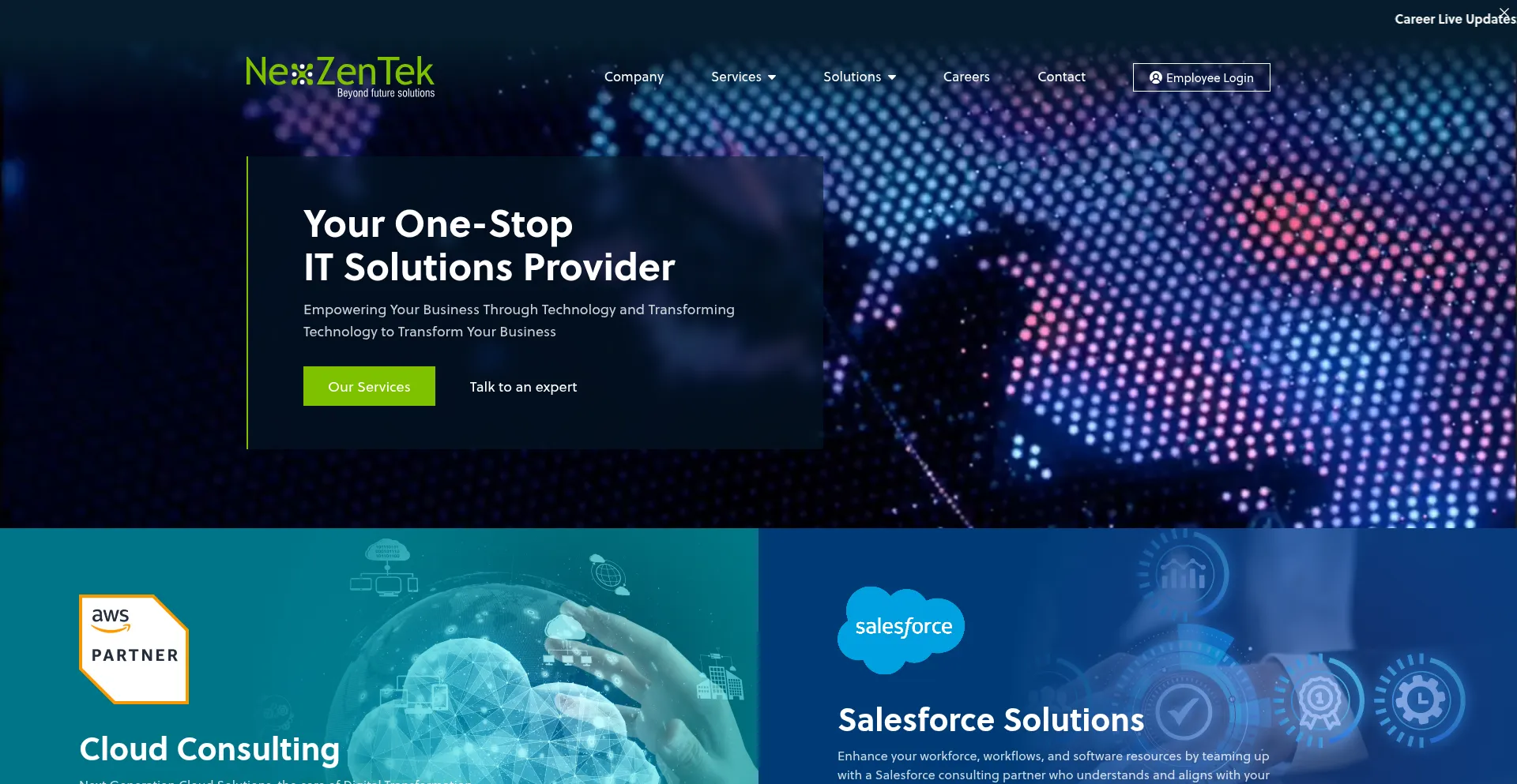 Website screenshot of Nexzentek.com