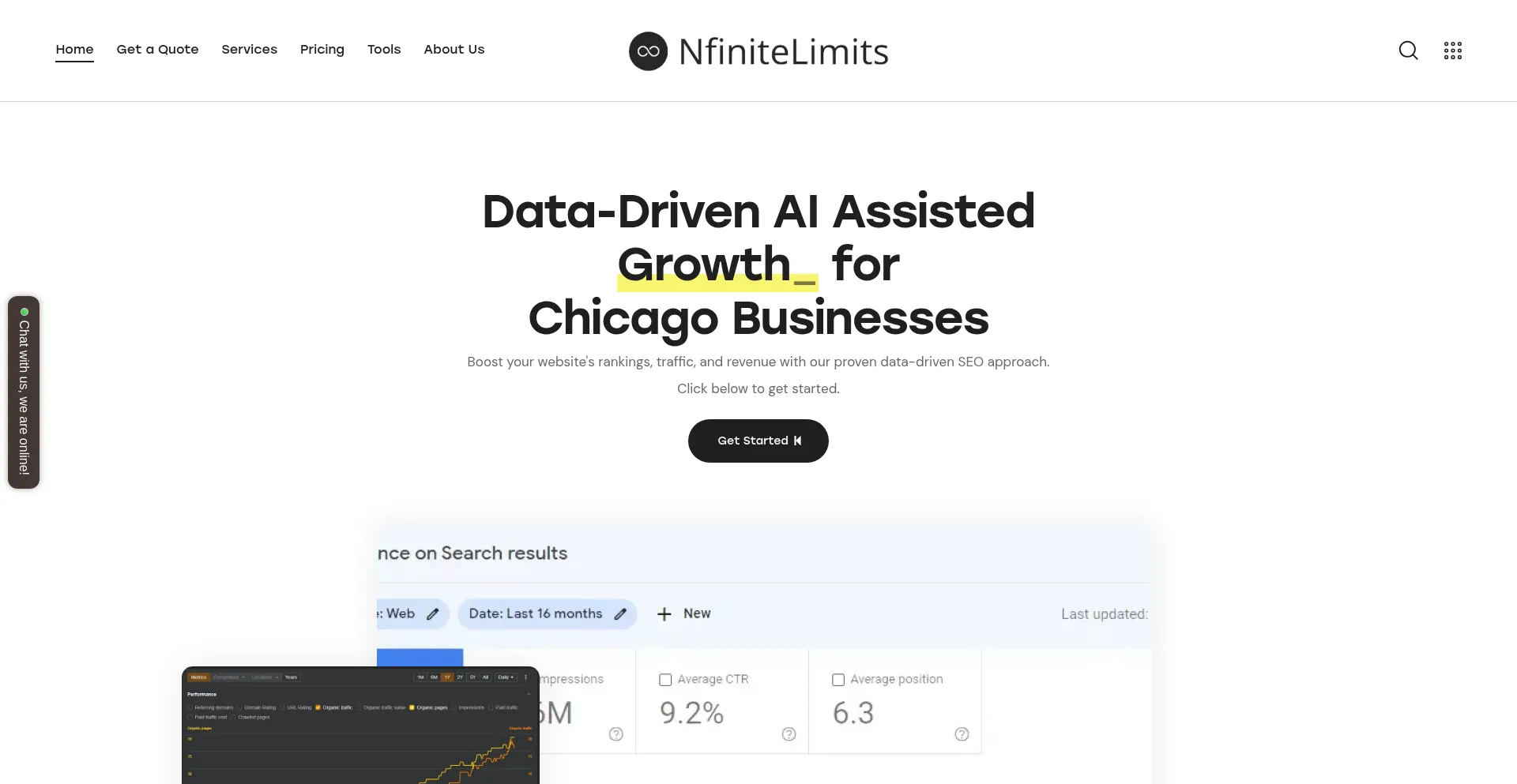 Website screenshot of Nfinitelimits.com