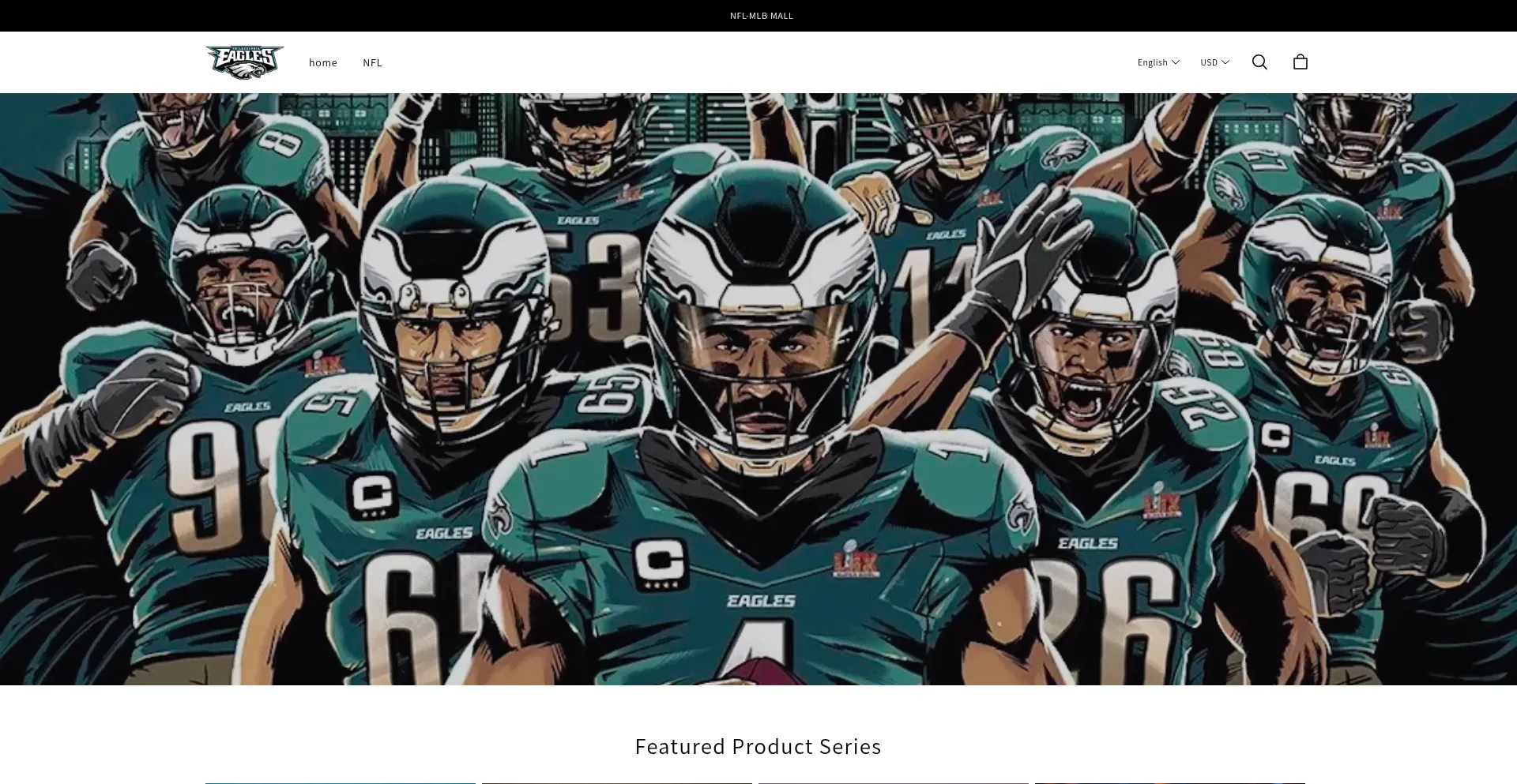 Website screenshot of Nflmlbmall.com