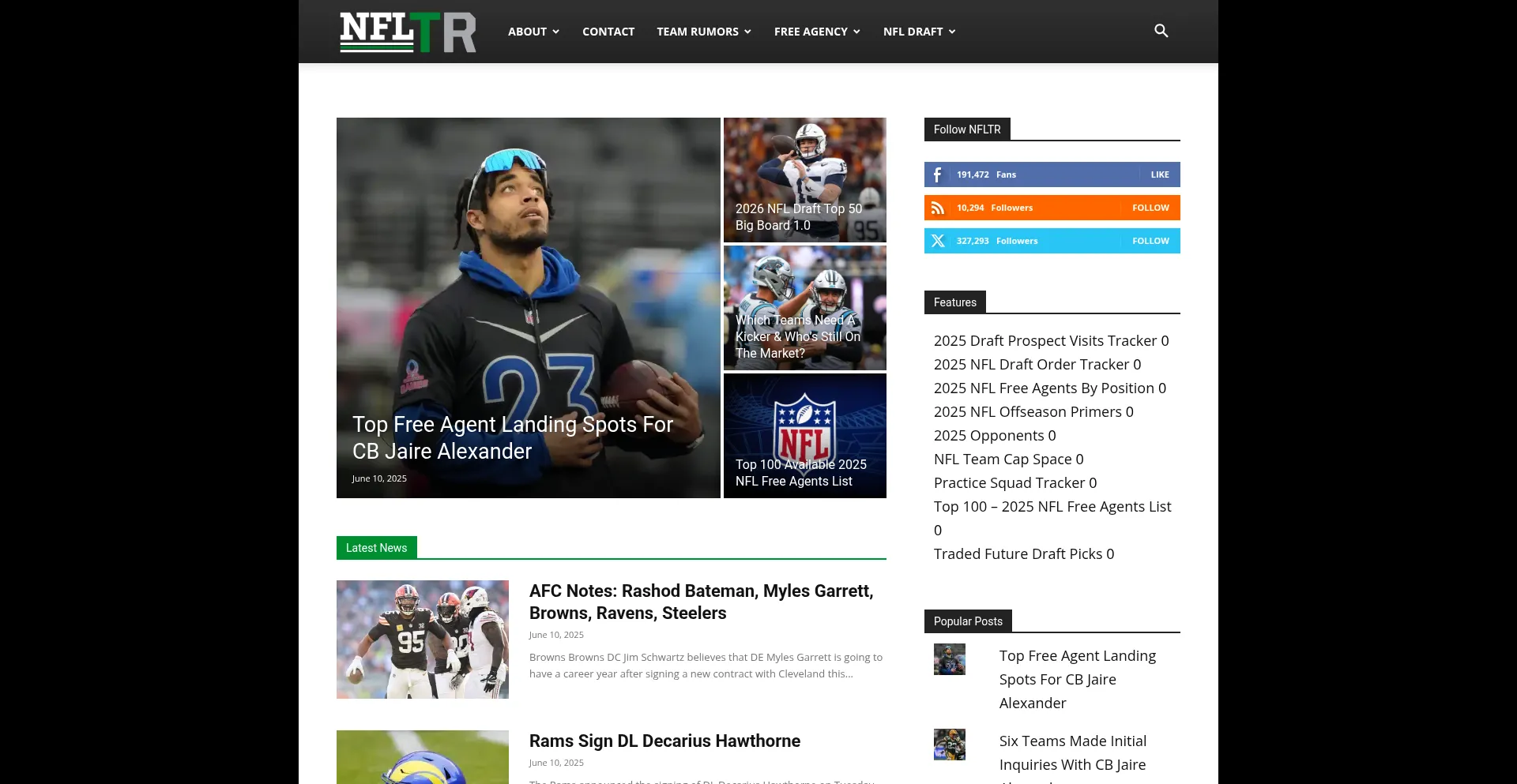 Website screenshot of Nfltraderumors.co