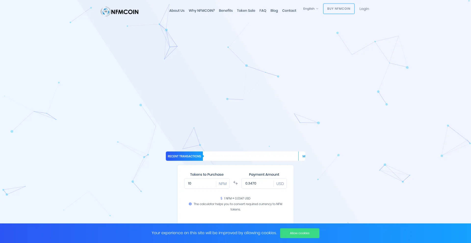 Website screenshot of Nfmcoin.org