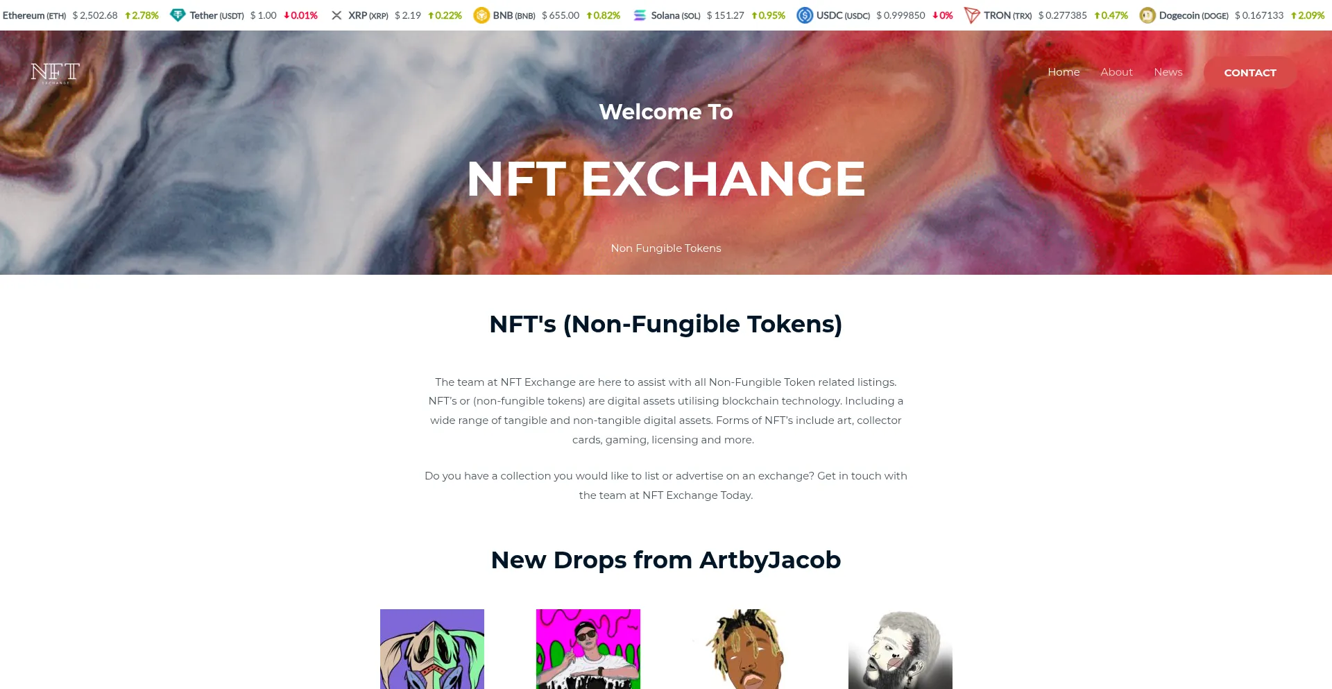 Website screenshot of Nftexchange.com.au