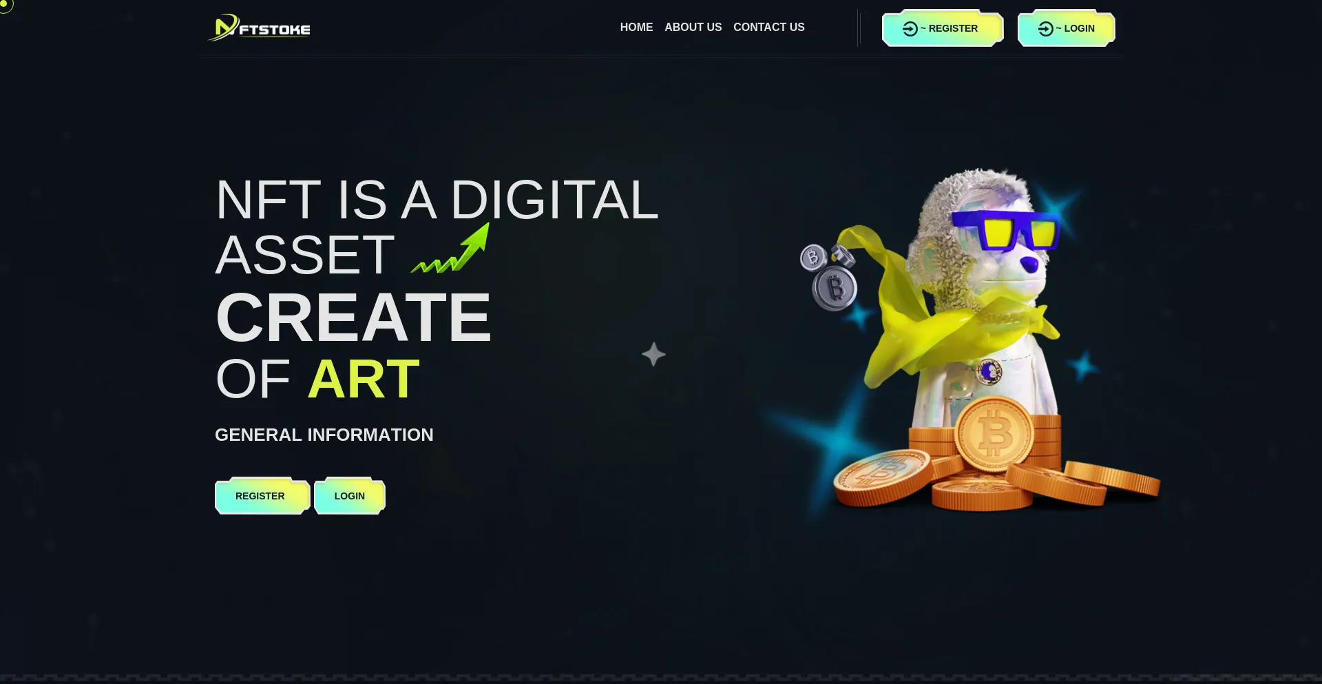 Website screenshot of Nftstoke.com