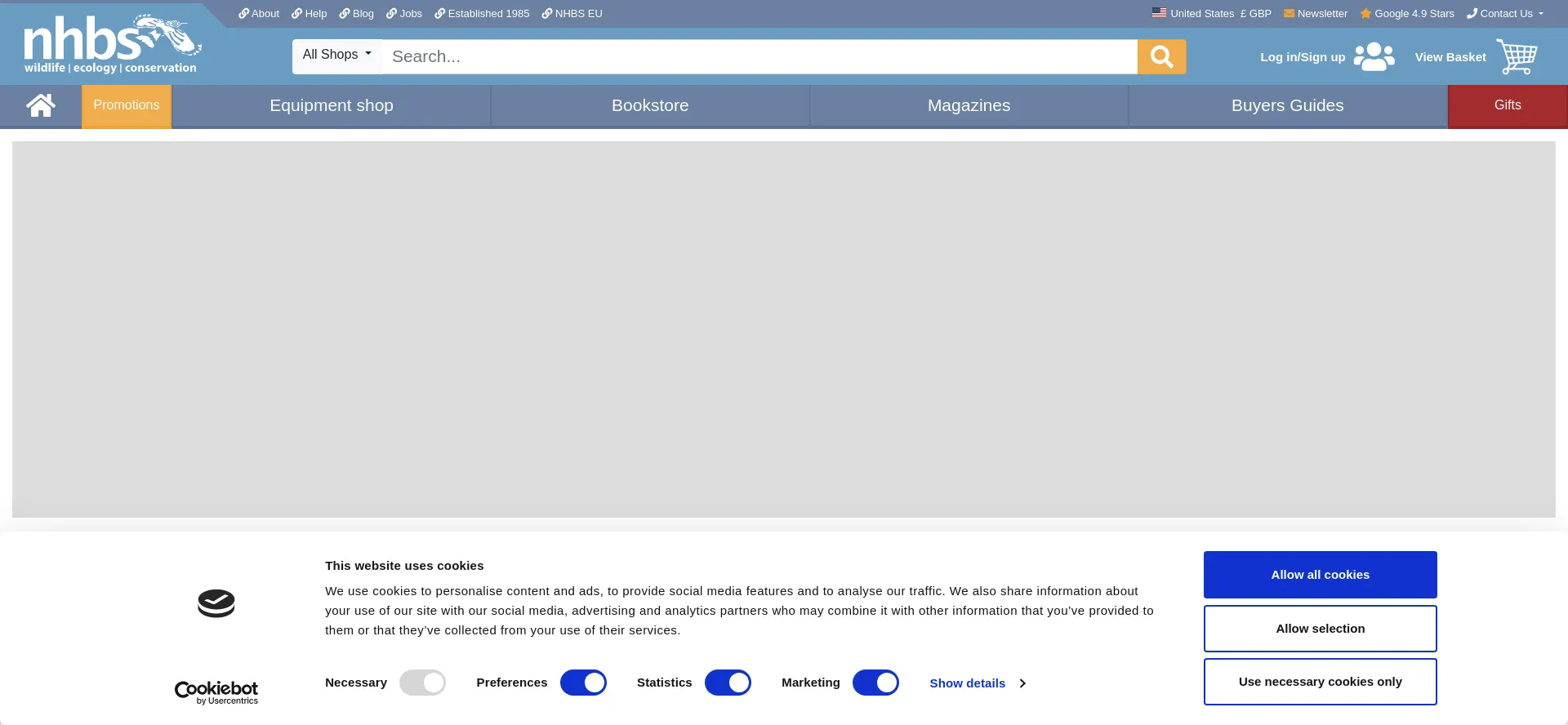Website screenshot of Nhbs.com