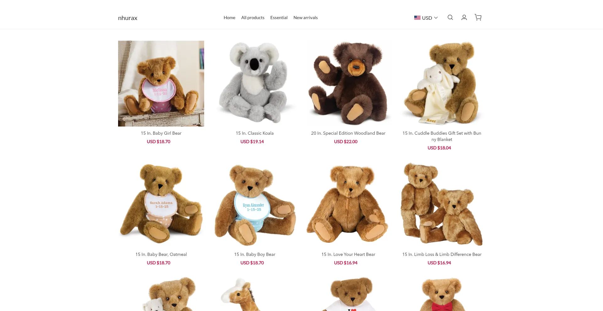Website screenshot of Nhurax.com