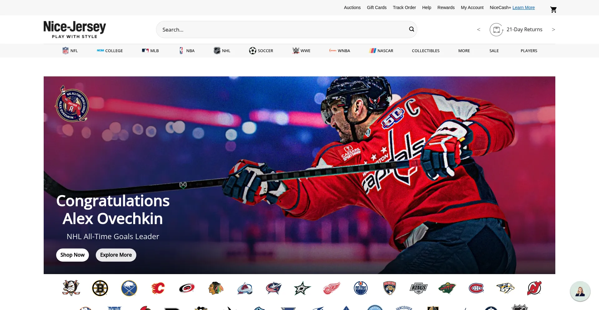 Website screenshot of Nice-jersey.com