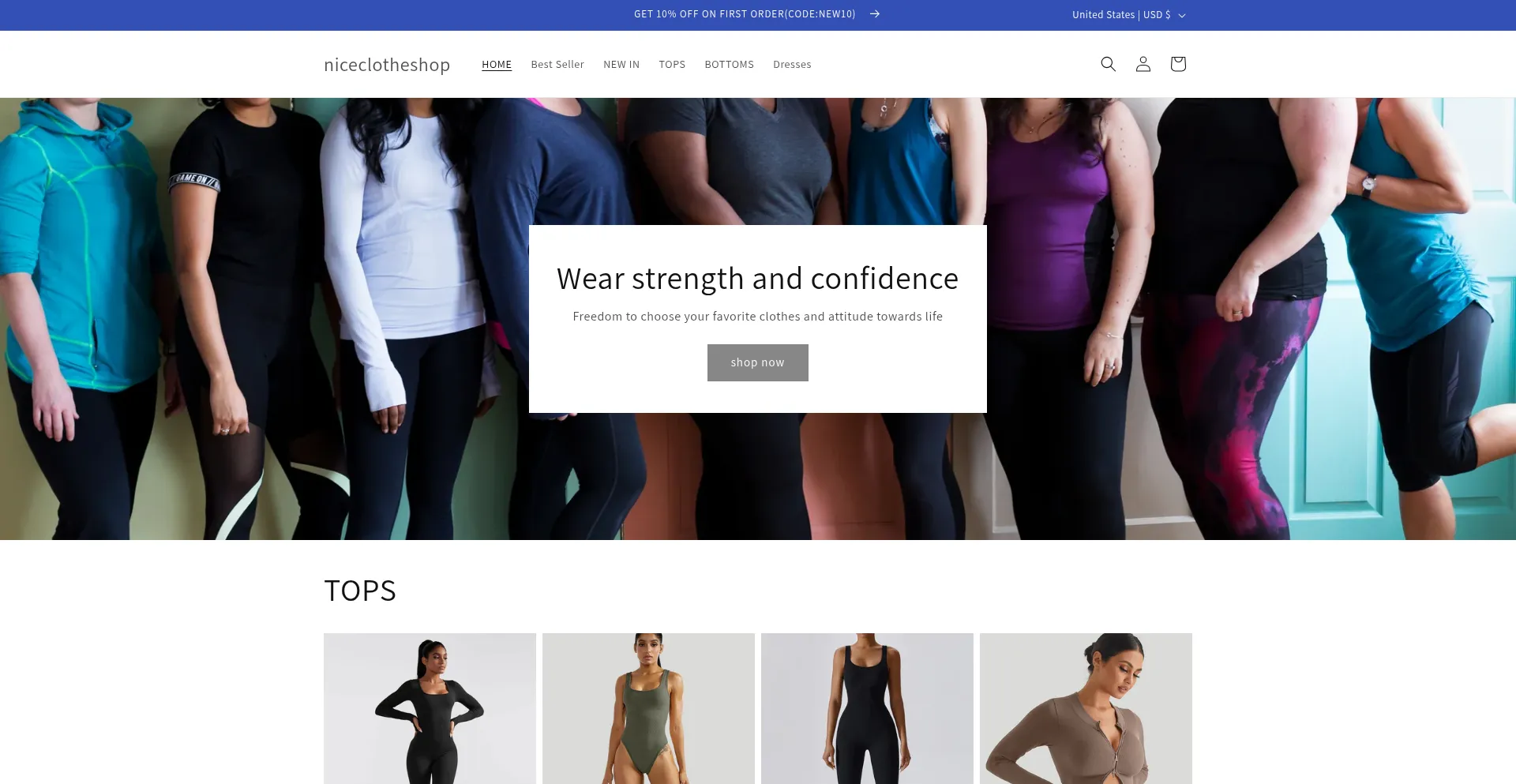 Website screenshot of Niceclotheshop.com
