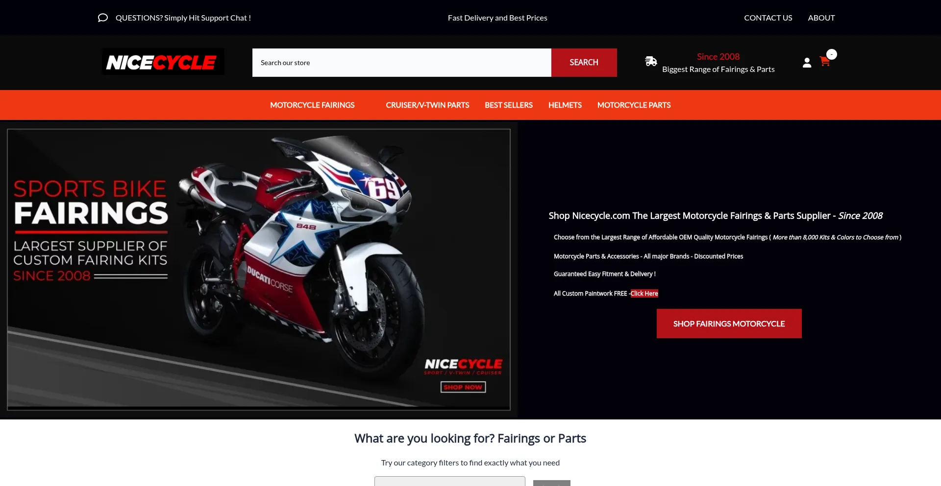Website screenshot of Nicecycle.com