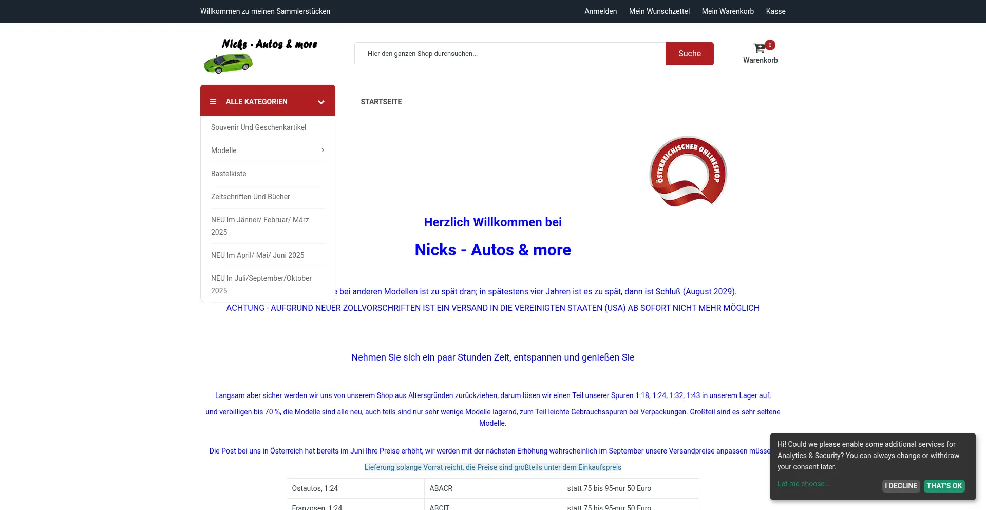 Website screenshot of Nicks-autos.com
