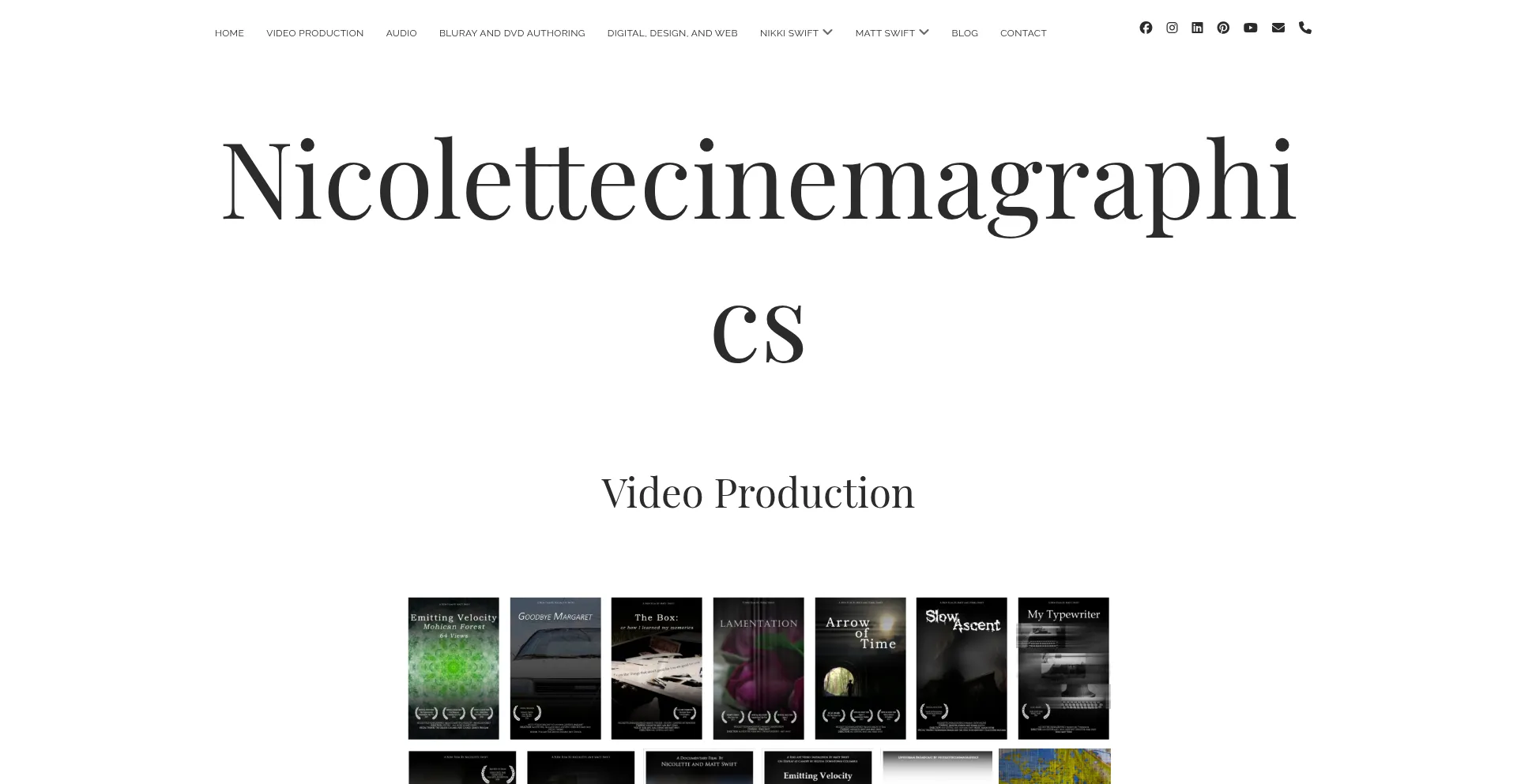 Website screenshot of Nicolettecinemagraphics.com