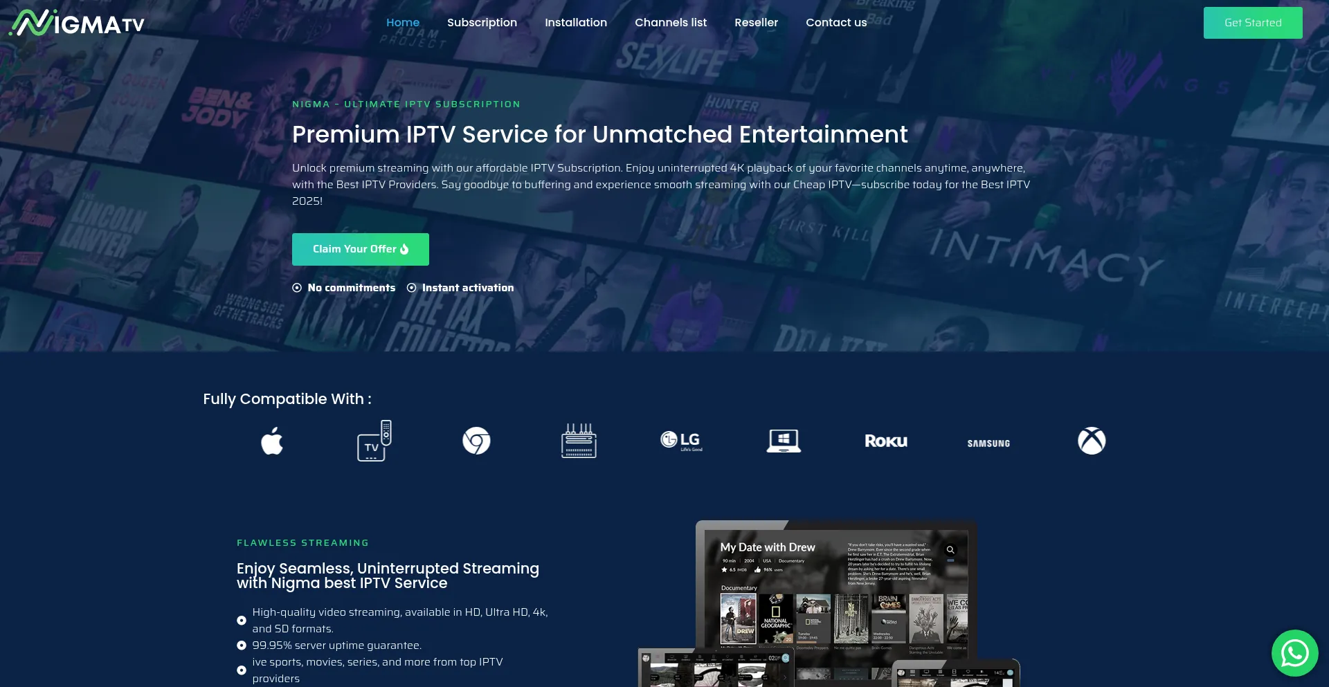 Website screenshot of Nigma.tv