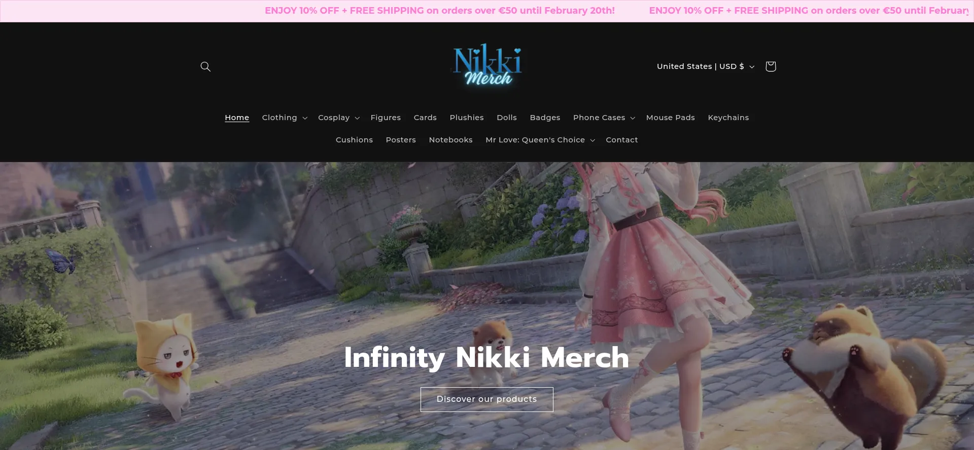 Website screenshot of Nikki-merch.com