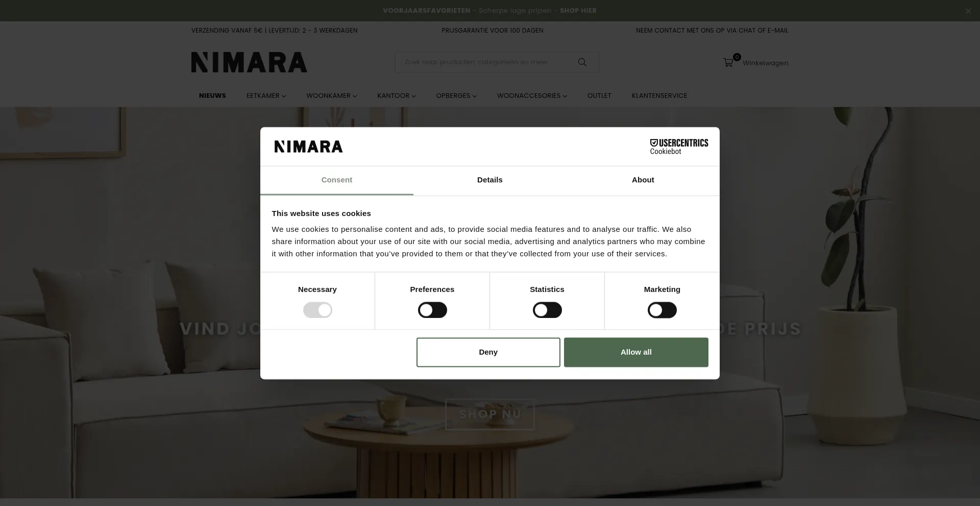 Website screenshot of Nimara.be