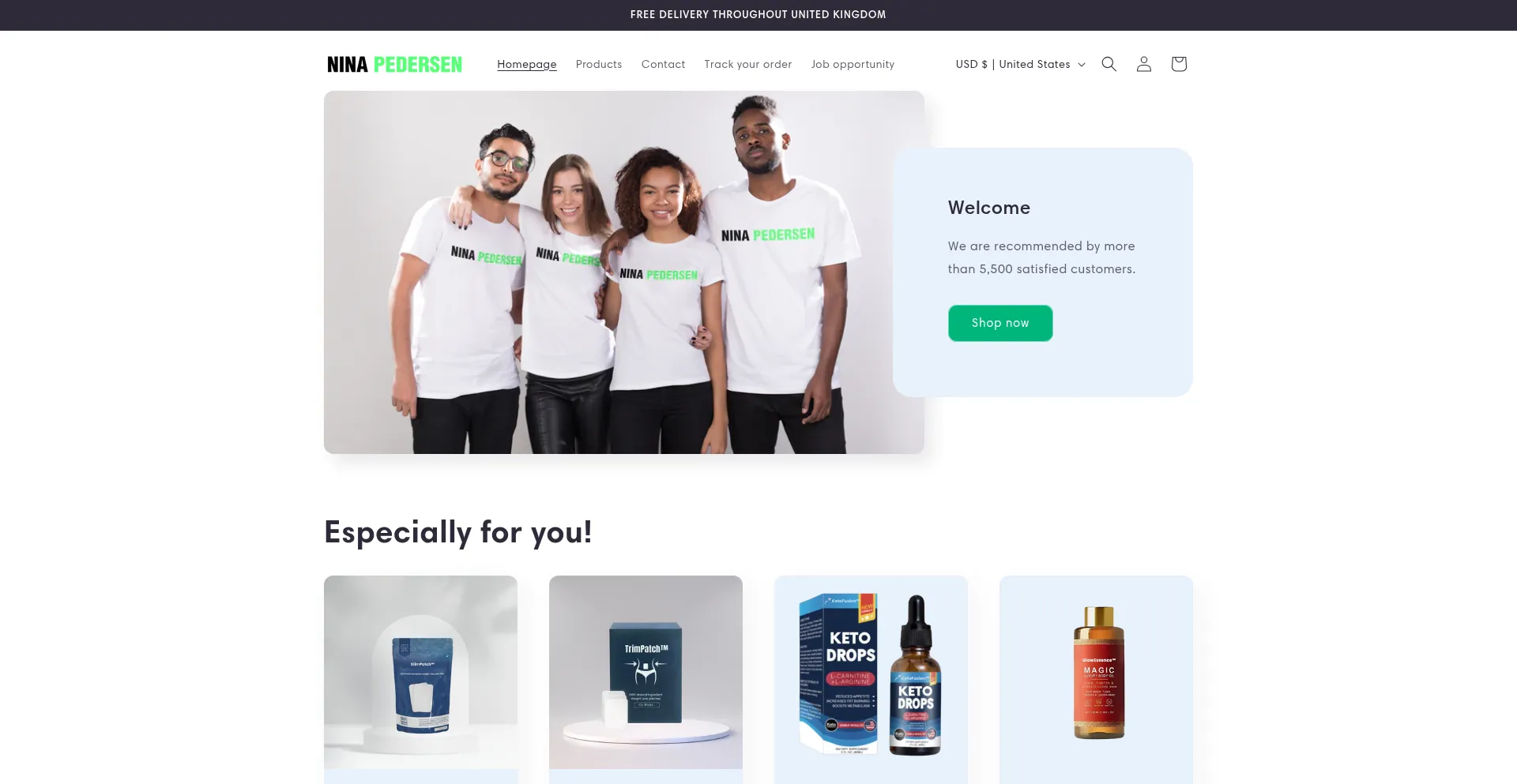 Website screenshot of Ninapedersen.com